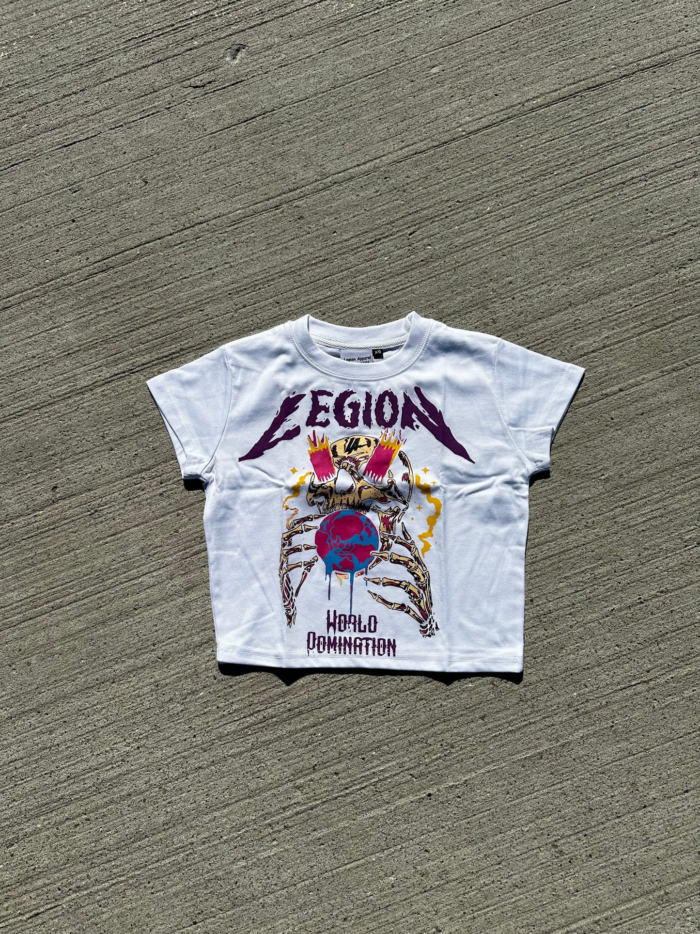 World Domination Crop Top White
