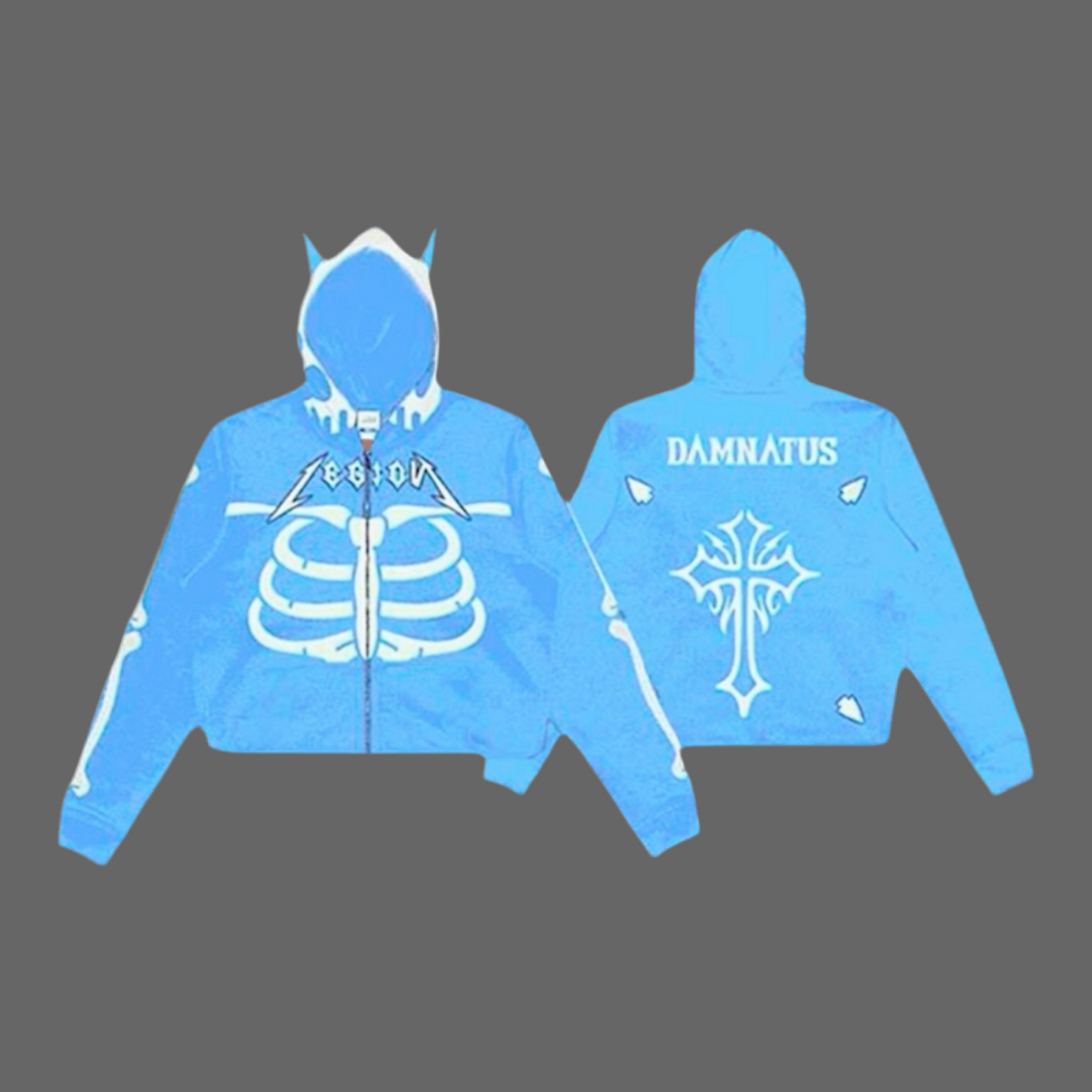 Damnatus Crop Hoodie Blue